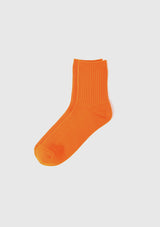 Rib-Knit Short Socks in Orange