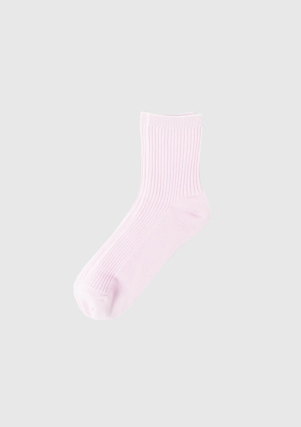 Rib-Knit Short Socks in Light Pink