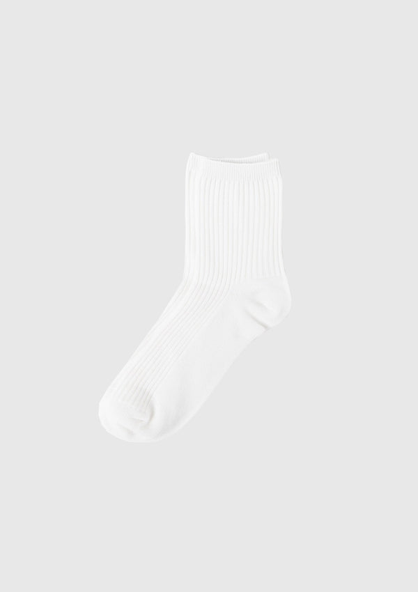 Rib-Knit Short Socks in White