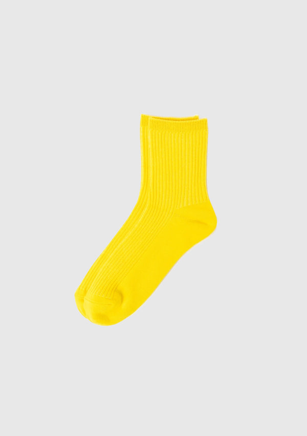 Rib-Knit Short Socks in Yellow