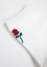 Rose Motif Short Socks in White