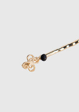 Ribbon x Flower With Diamante Hair Pin Set in Black