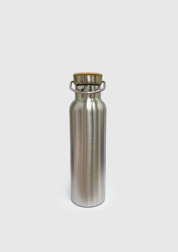 Stainless Steel Thermal Flask with Engraved Bamboo Cap