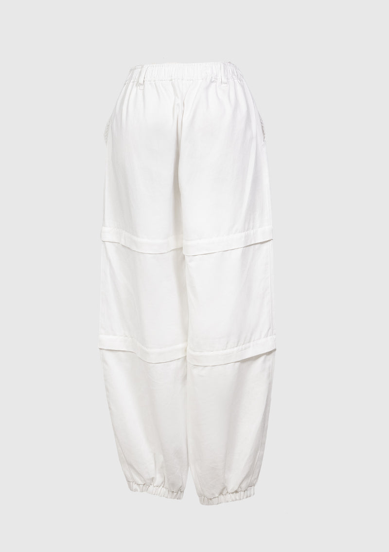 Zip-Detail Straight Cut Joggers in White