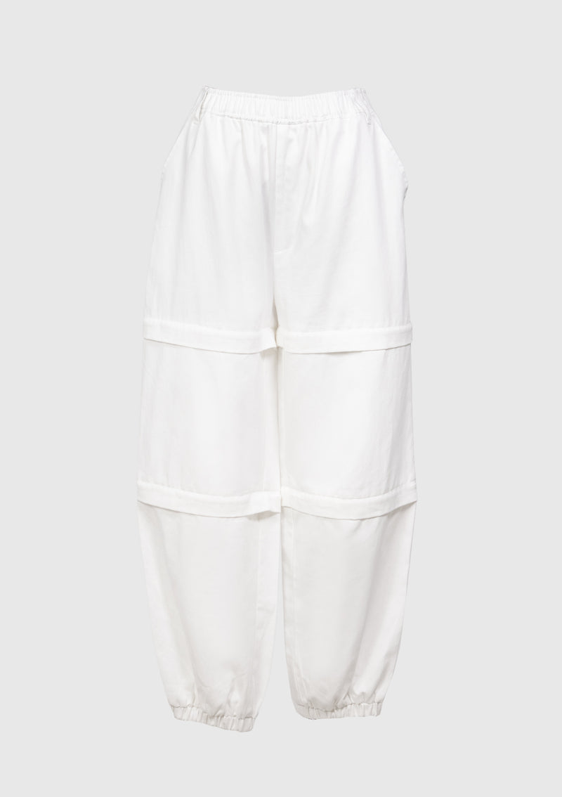 Zip-Detail Straight Cut Joggers in White